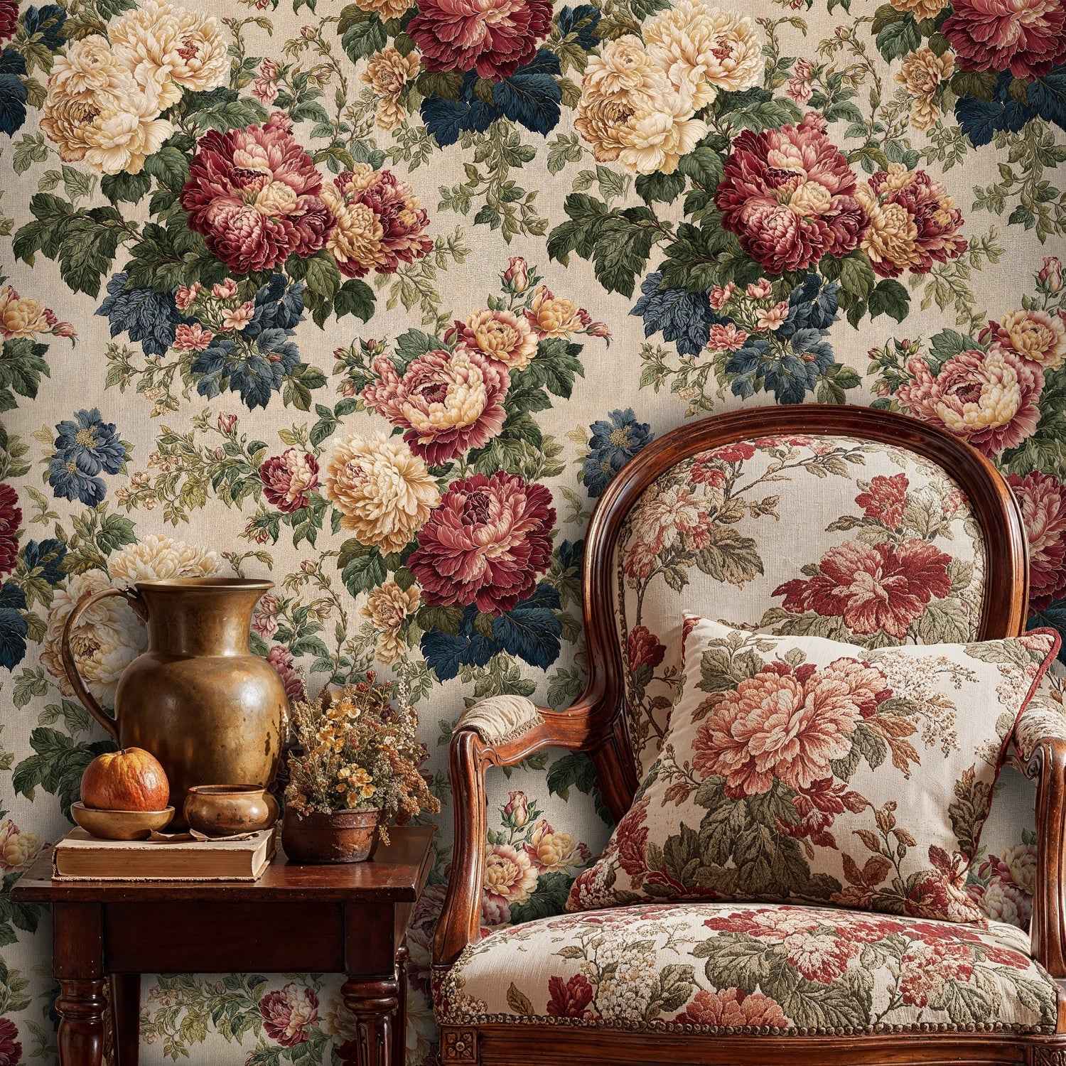 Vintage Peony Bouquet Wallpaper