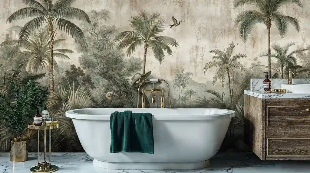 Tropical Paradise with Herons Wall Mural